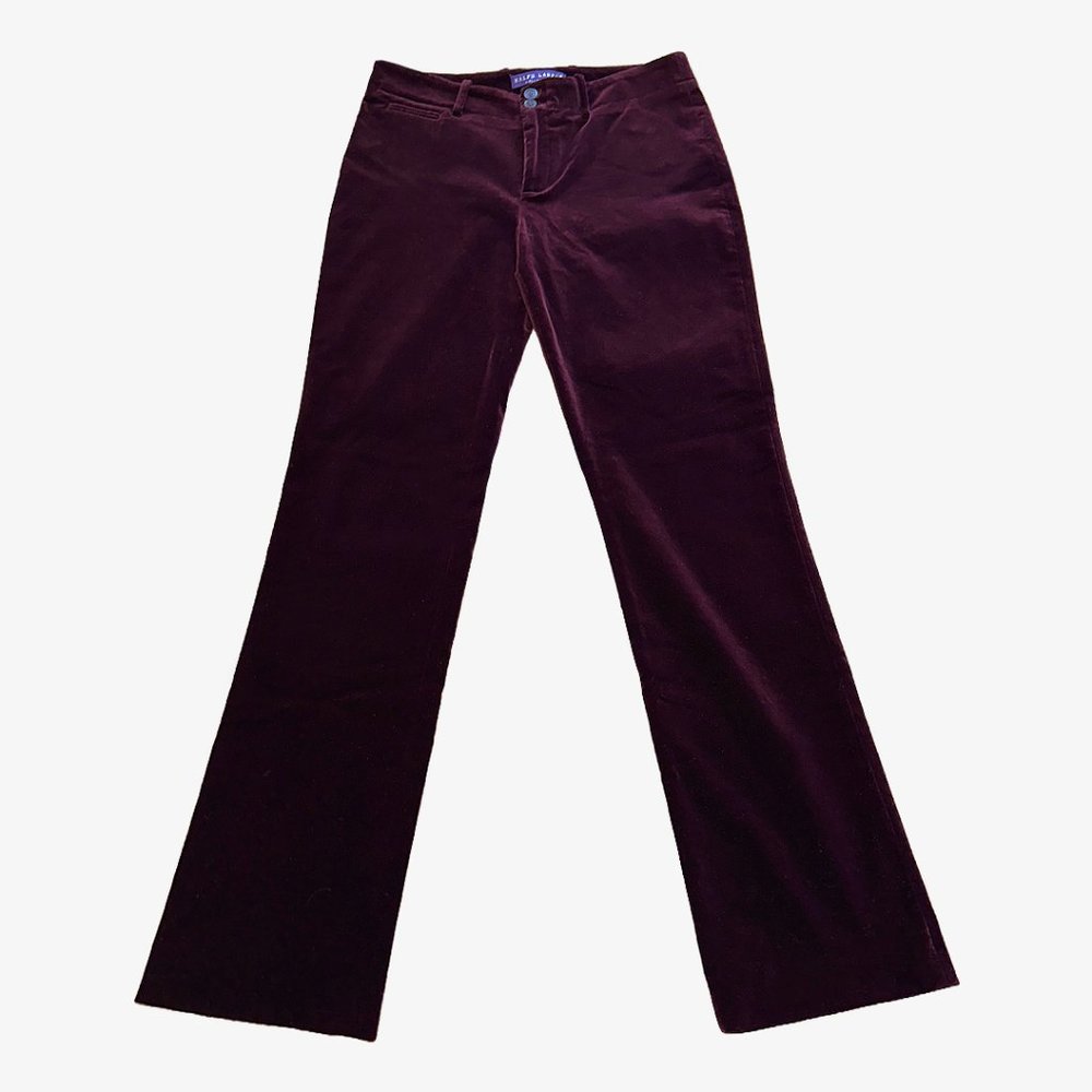 RALPH LAUREN COLLECTION PURPLE LABEL Vintage Purple Velvet Straight-Leg Pants